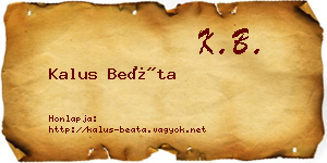 Kalus Beáta névjegykártya